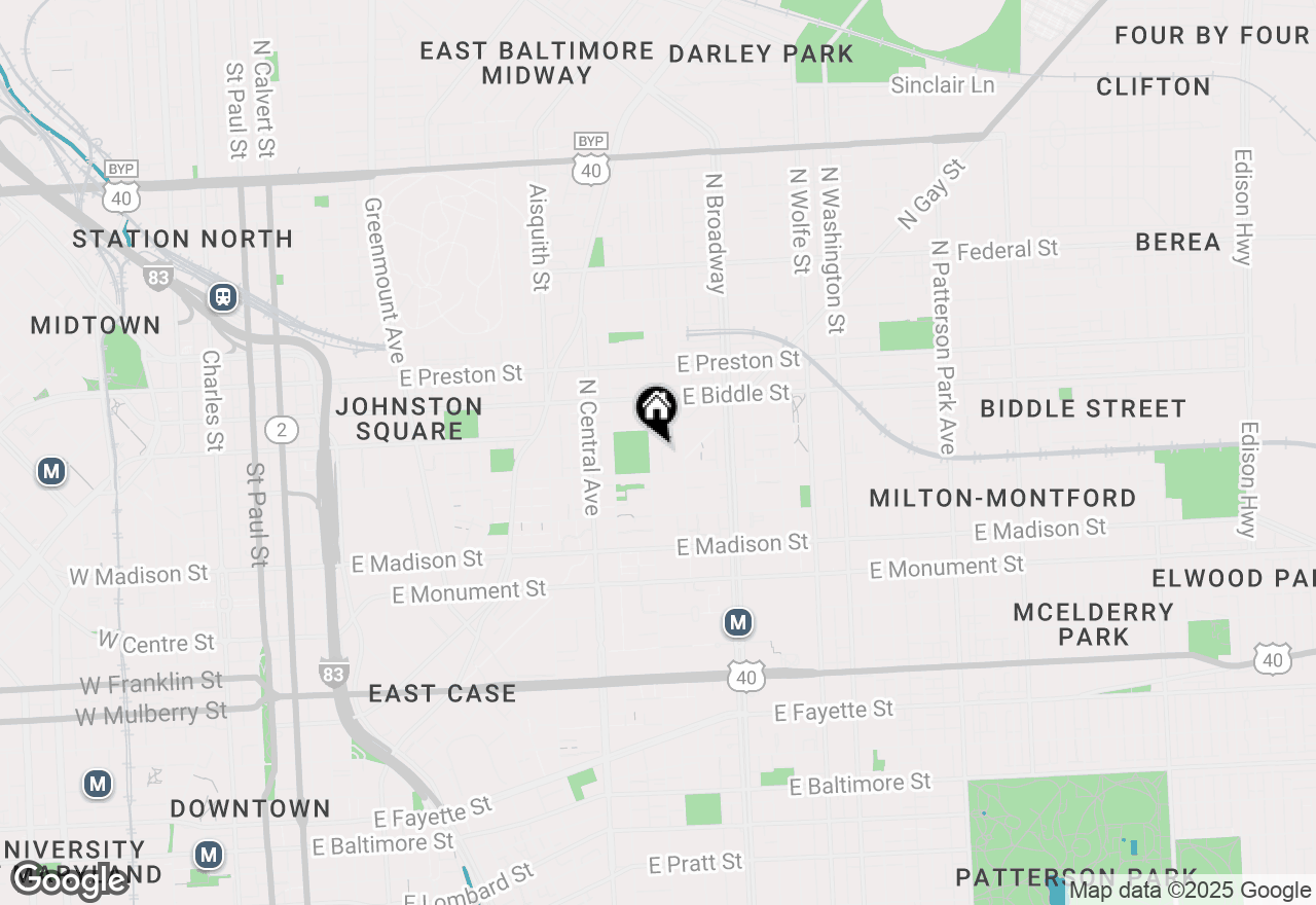 Map of 1025 N Caroline Street, Baltimore, MD 21205