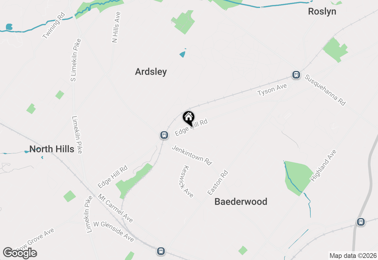 Map of 619 Edge Hill Road, Glenside, PA 19038