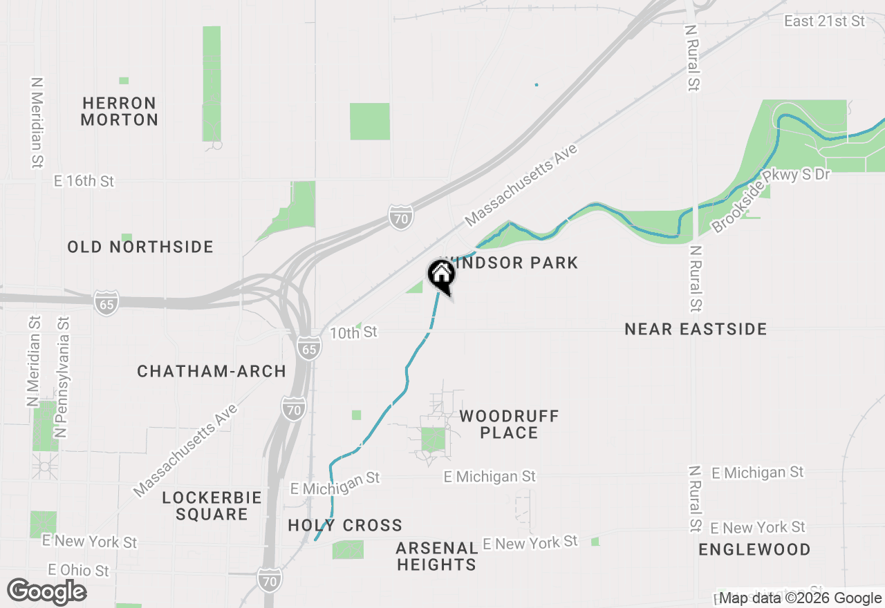 Map of 1527 E 12th Street, Indianapolis, IN 46201