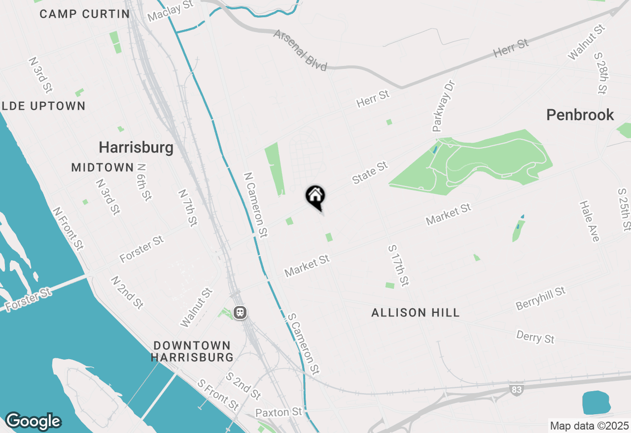 Map of 129 N 13th Street, Harrisburg, PA 17103