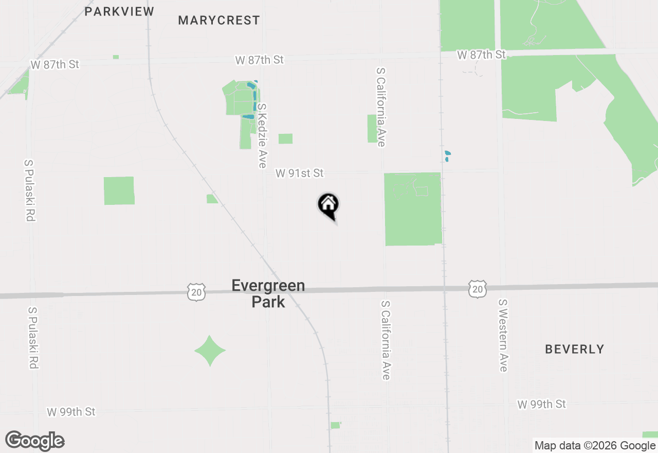 Map of 9253 S Sacramento Avenue, Evergreen Park, IL 60805