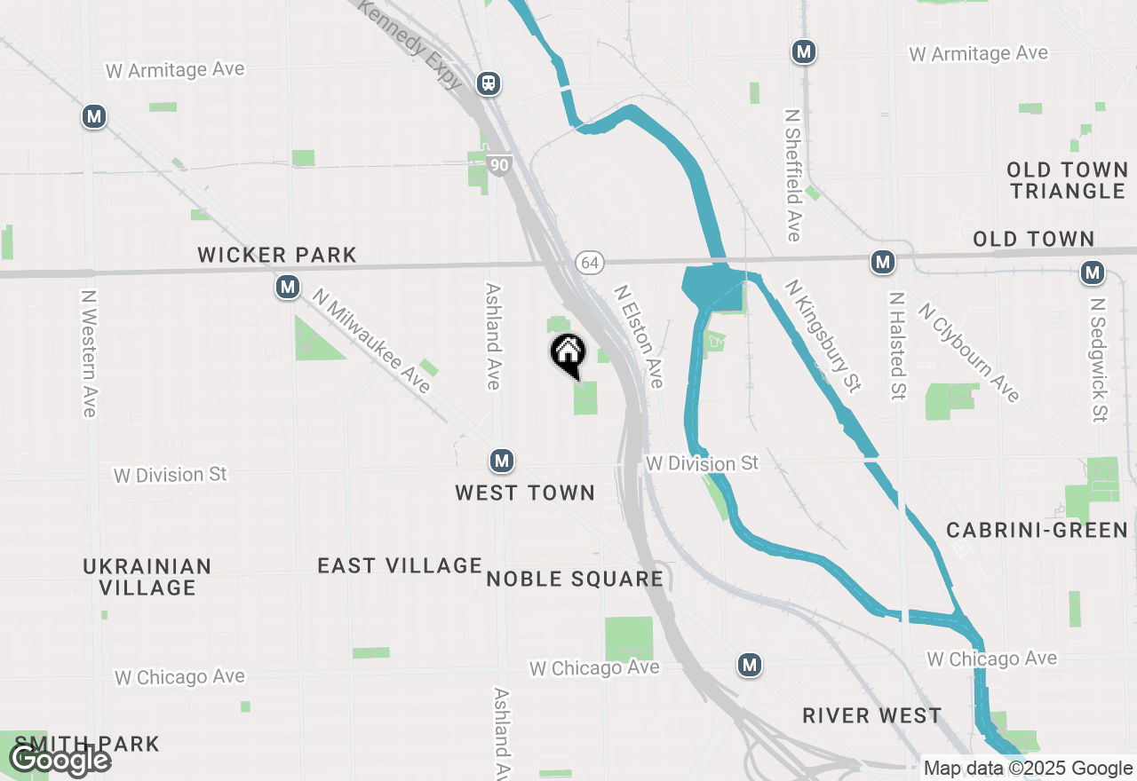 Map of 1332 N Cleaver Street #2RFB, Chicago, IL 60642