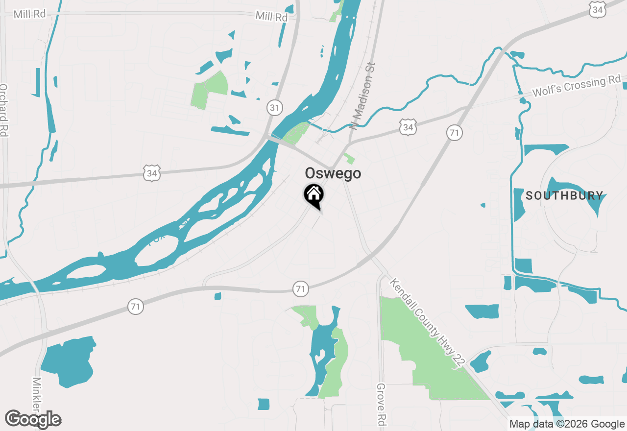 Map of 19 E Benton Street, Oswego, IL 60543