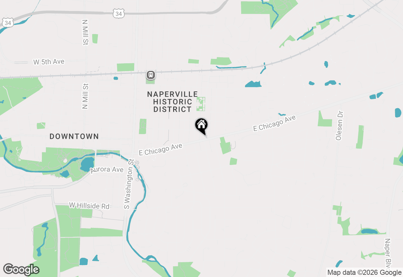 Map of 127 S Columbia Street, Naperville, IL 60540