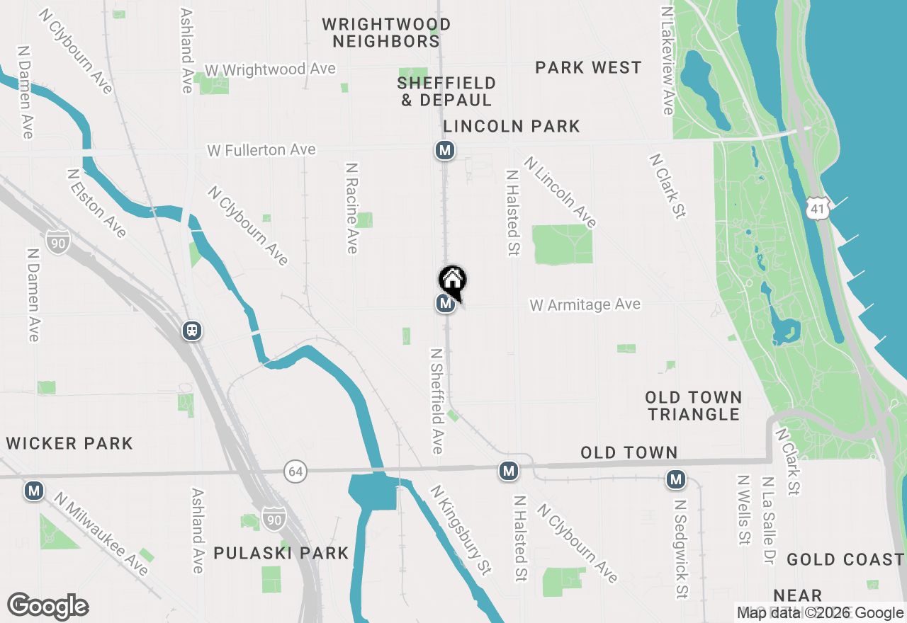 Map of 935 W Armitage Avenue #3B, Chicago, IL 60614