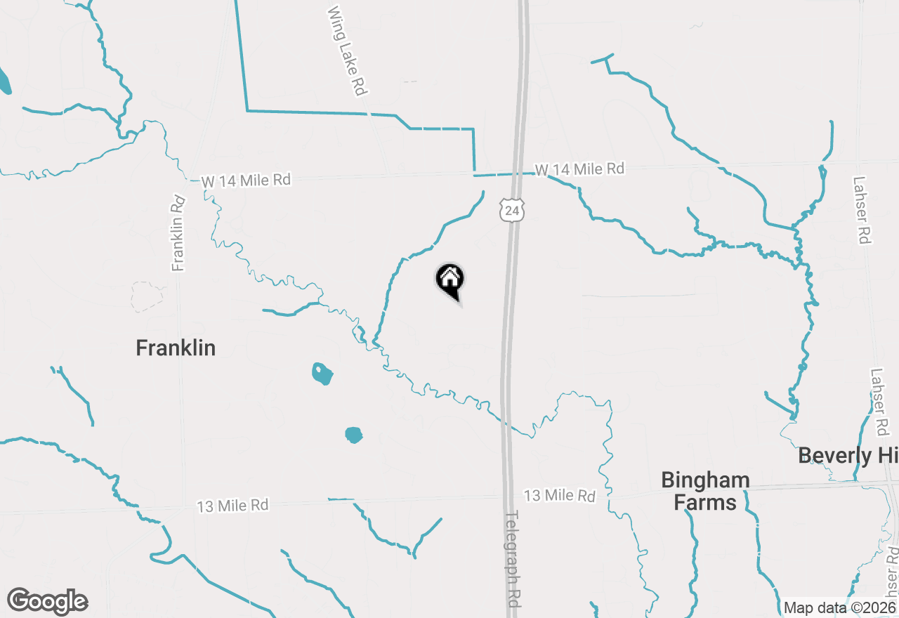 Map of 24711 Tudor Lane, Franklin, MI 48025