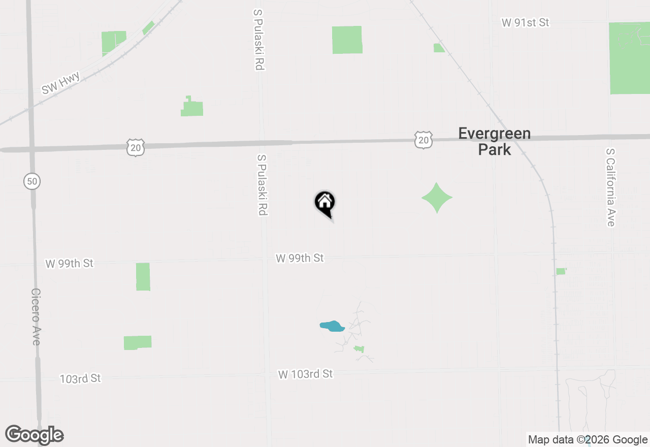 Map of 9751 S Hamlin Avenue, Evergreen Park, IL 60805