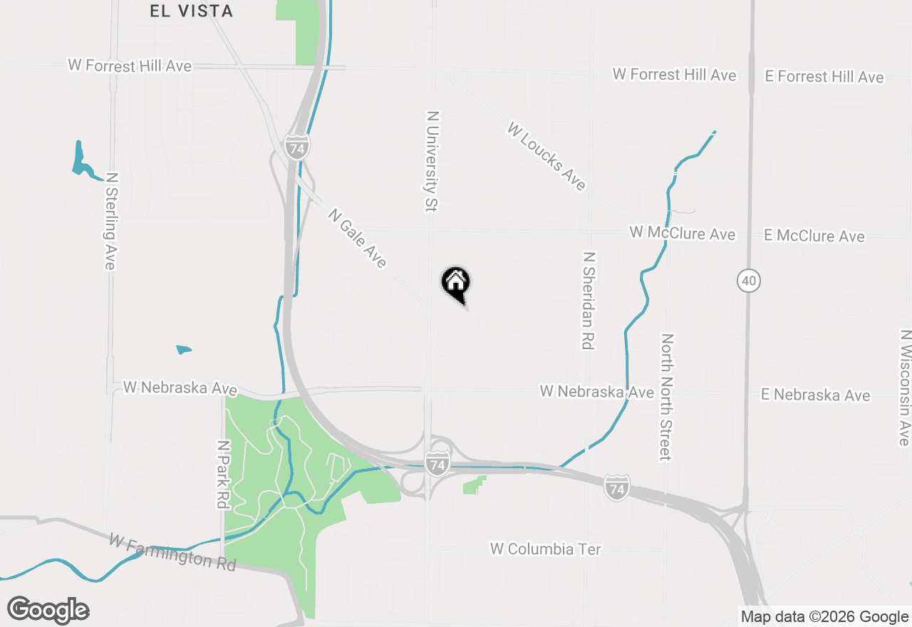 Map of 1214 W Brons Avenue, Peoria, IL 61604