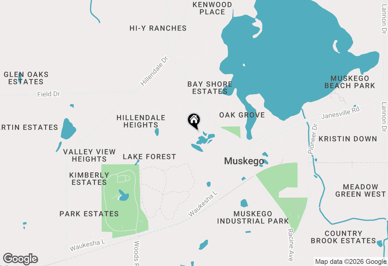 Map of S77W19593 Lakewood Dr, Muskego, WI 53150