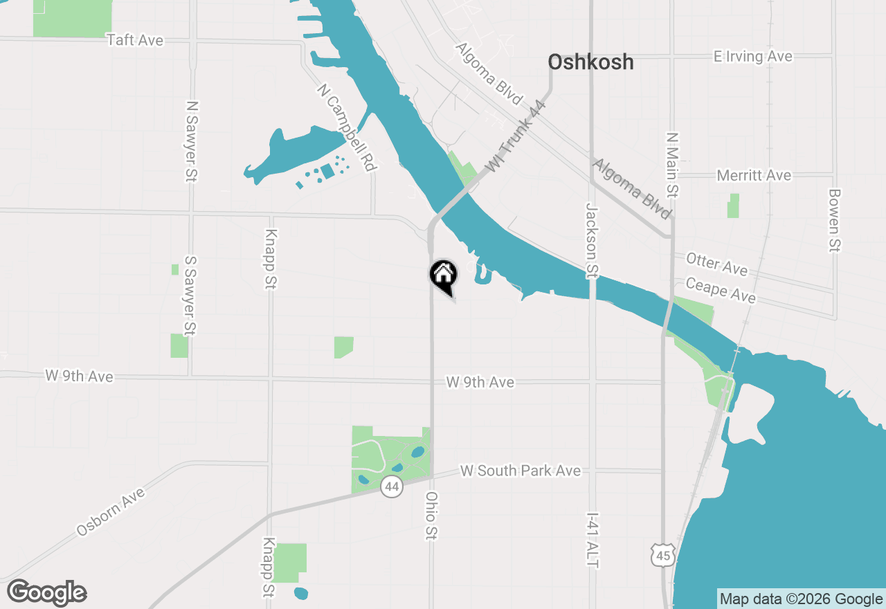 Map of 543 W 4th Ave, Oshkosh, WI 54902