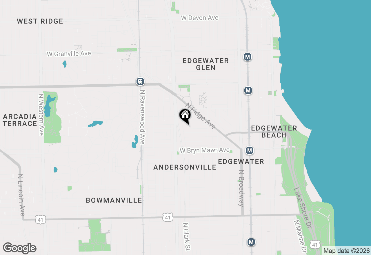 Map of 1521 W Edgewater Avenue #1E, Chicago, IL 60660