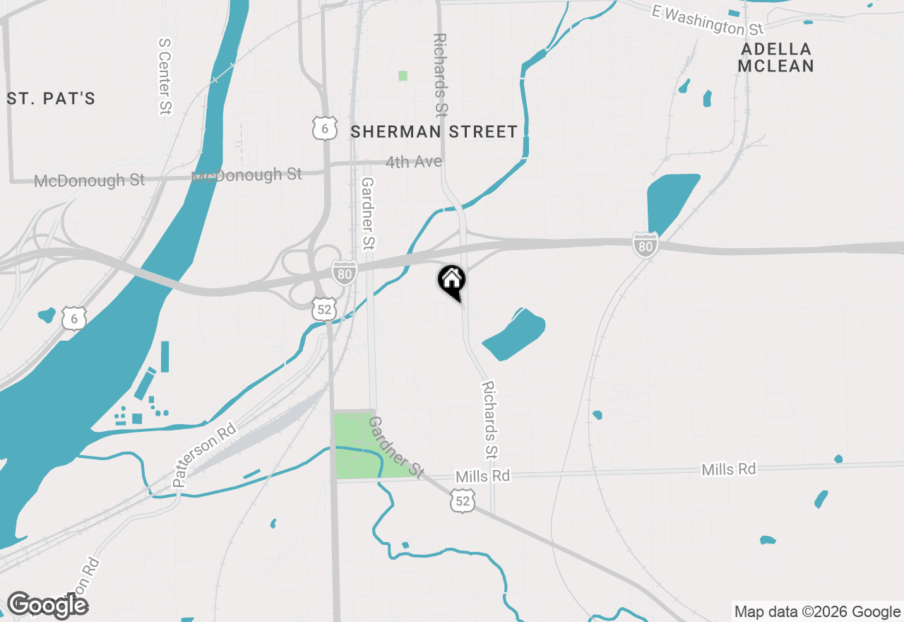 Map of 722 Richards Street, Joliet, IL 60433