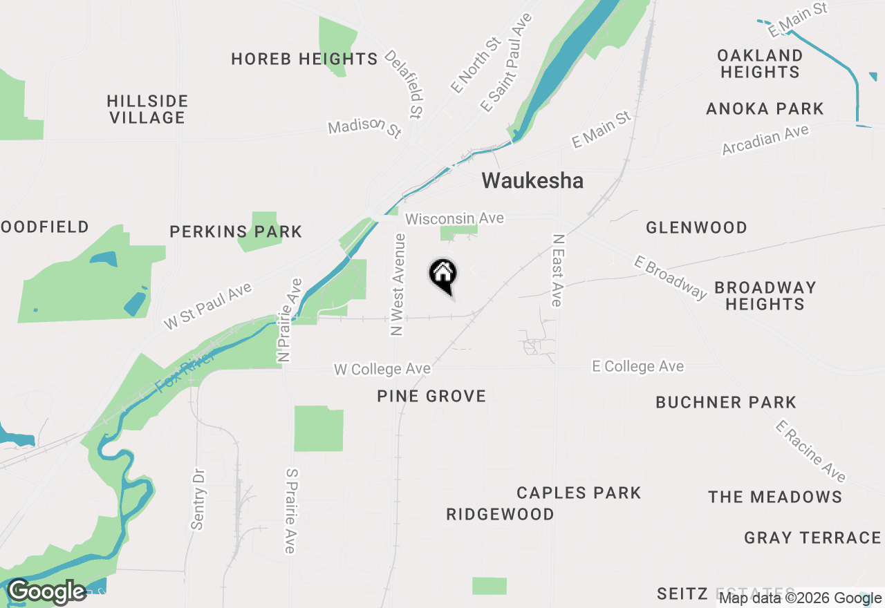 Map of 305 Maple Ave, Waukesha, WI 53186