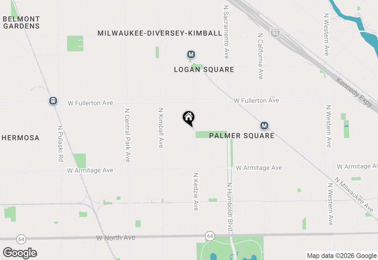 Map of 2210 N Kedzie Boulevard #1N, Chicago, IL 60647