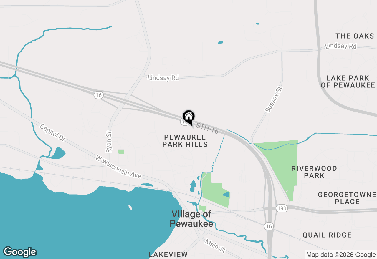 Map of 293 Meadowside Ct, Pewaukee, WI 53072