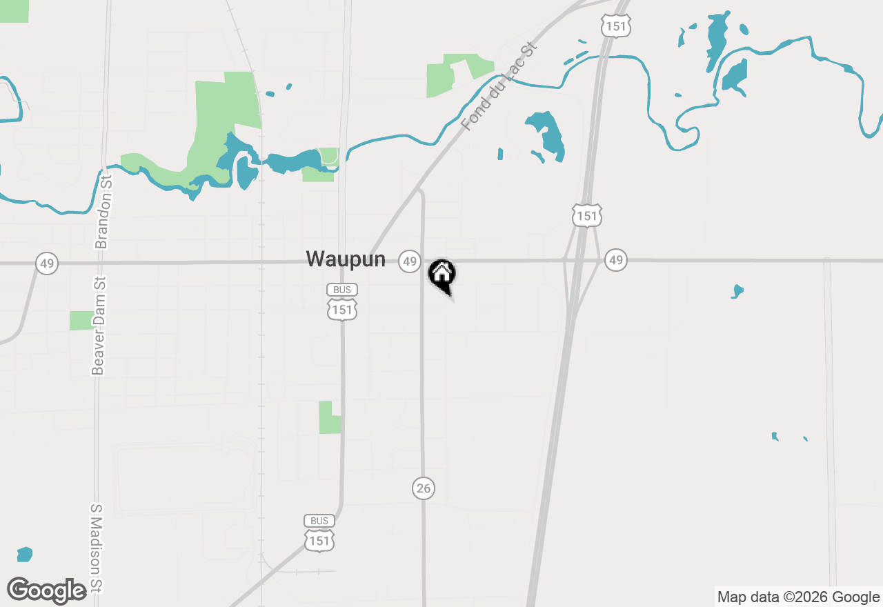 Map of 626 E Brown Street, Waupun, WI 53963