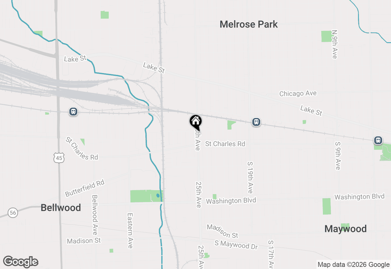 Map of 206 25th Avenue, Bellwood, IL 60104