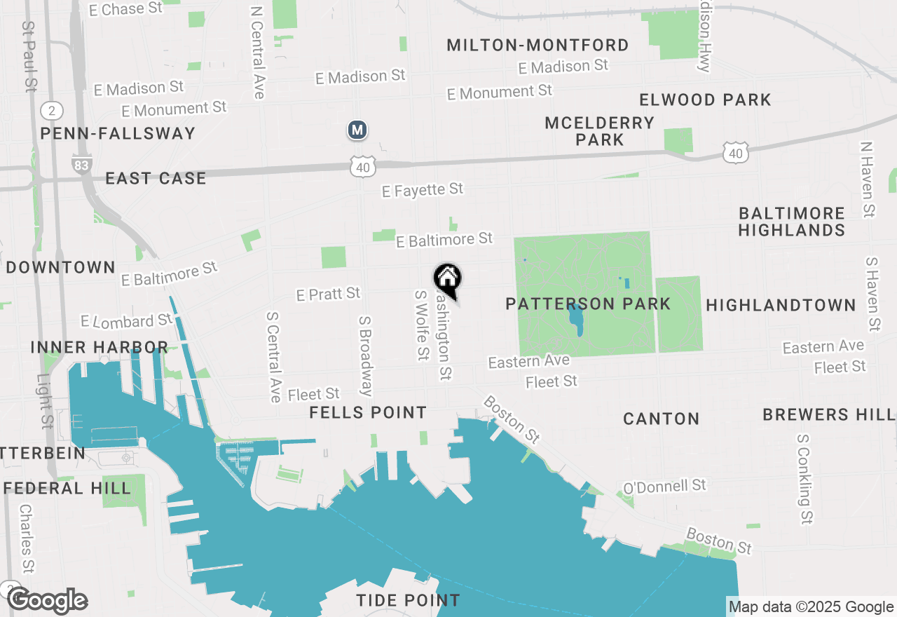 Map of 227 S Washington Street, Baltimore, MD 21231