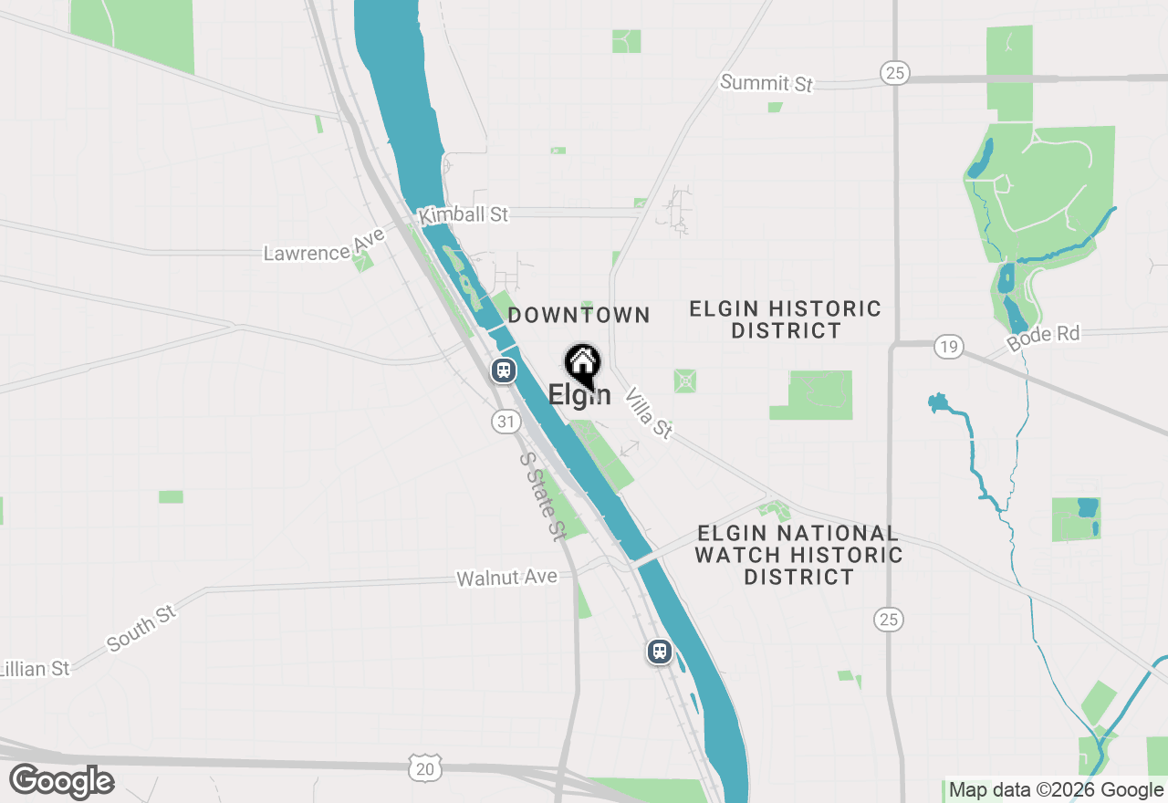 Map of 105 S Grove Avenue, Elgin, IL 60120