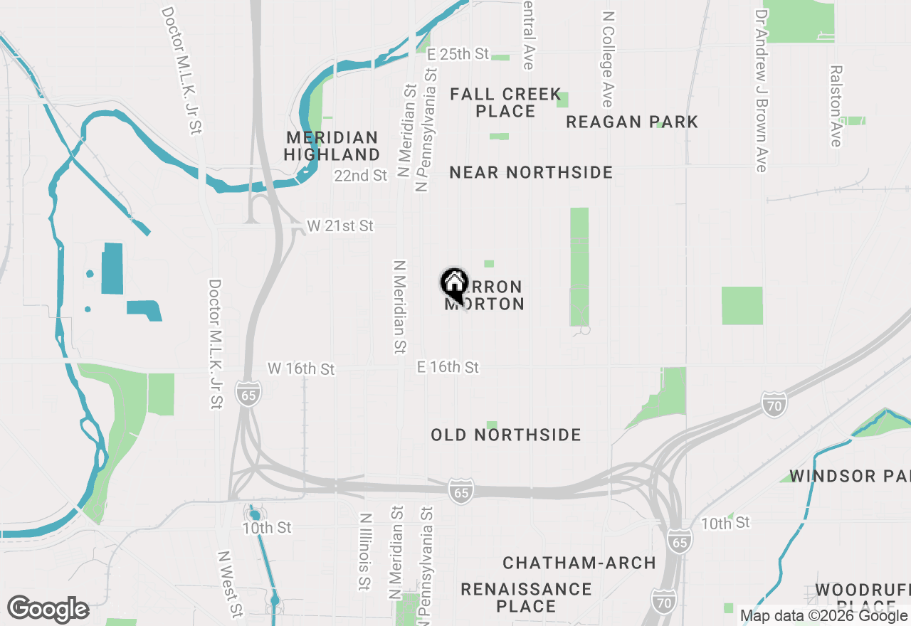 Map of 1728 N Delaware Street, Indianapolis, IN 46202