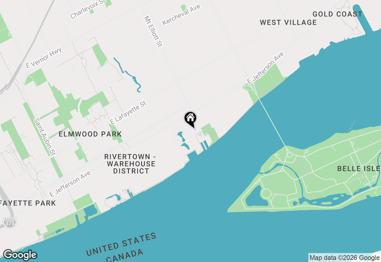 Map of 250 E Harbortown Drive #1302, Detroit, MI 48207