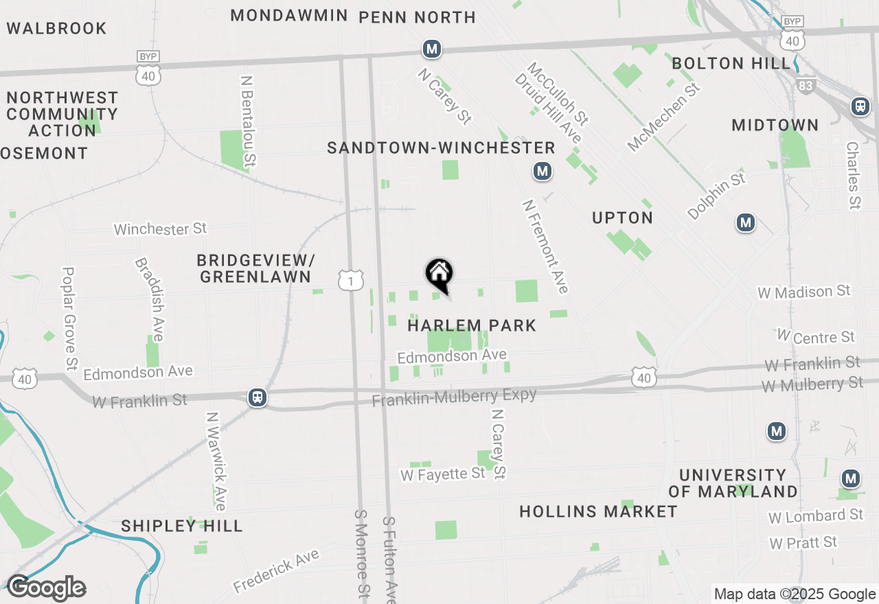 Map of 1514 W Lanvale Street, Baltimore, MD 21217