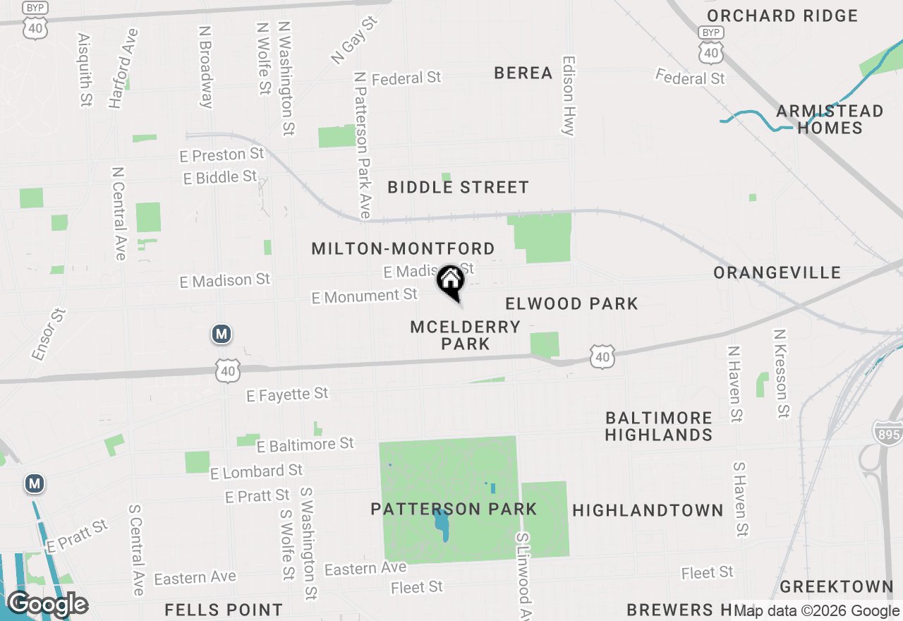 Map of 2620 Mcelderry Street, Baltimore, MD 21205