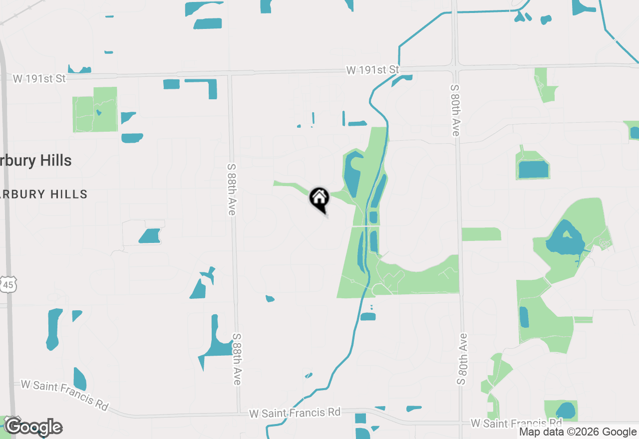 Map of 19612 Silverside Drive, Tinley Park, IL 60487