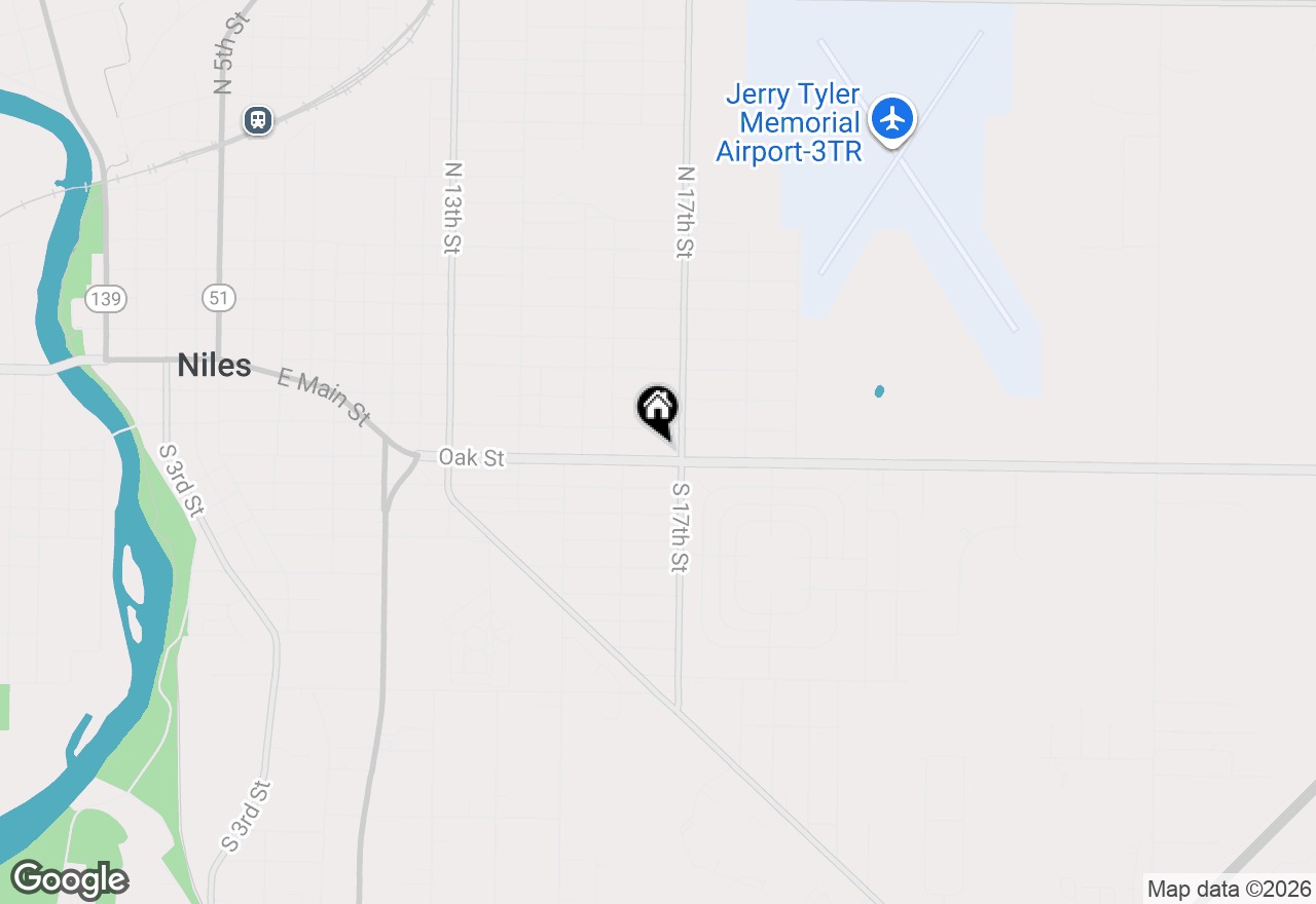 Map of 1639 Oak Street, Niles, MI 49120