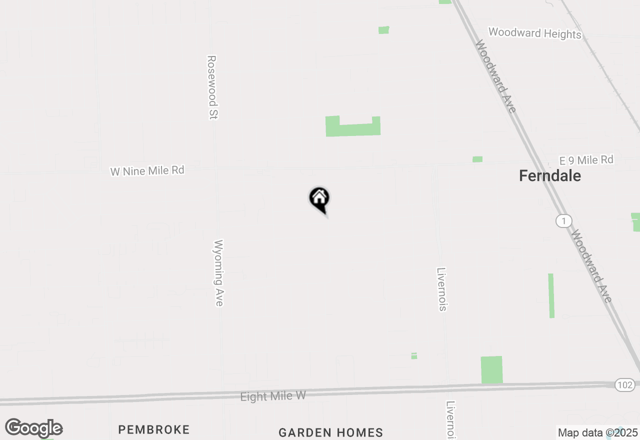 Map of 1538 Leroy Street, Ferndale, MI 48220
