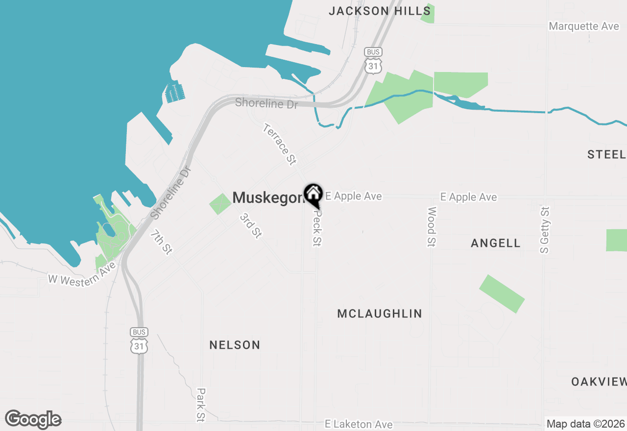 Map of 1065 Peck Street, Muskegon, MI 49440