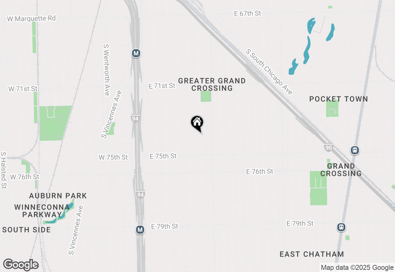 Map of 318 E 74th Street, Chicago, IL 60619