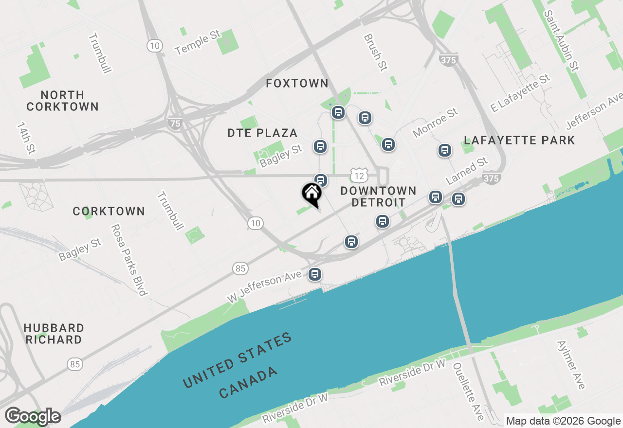 Map of 525 W Lafayette Boulevard #19A, Detroit, MI 48226
