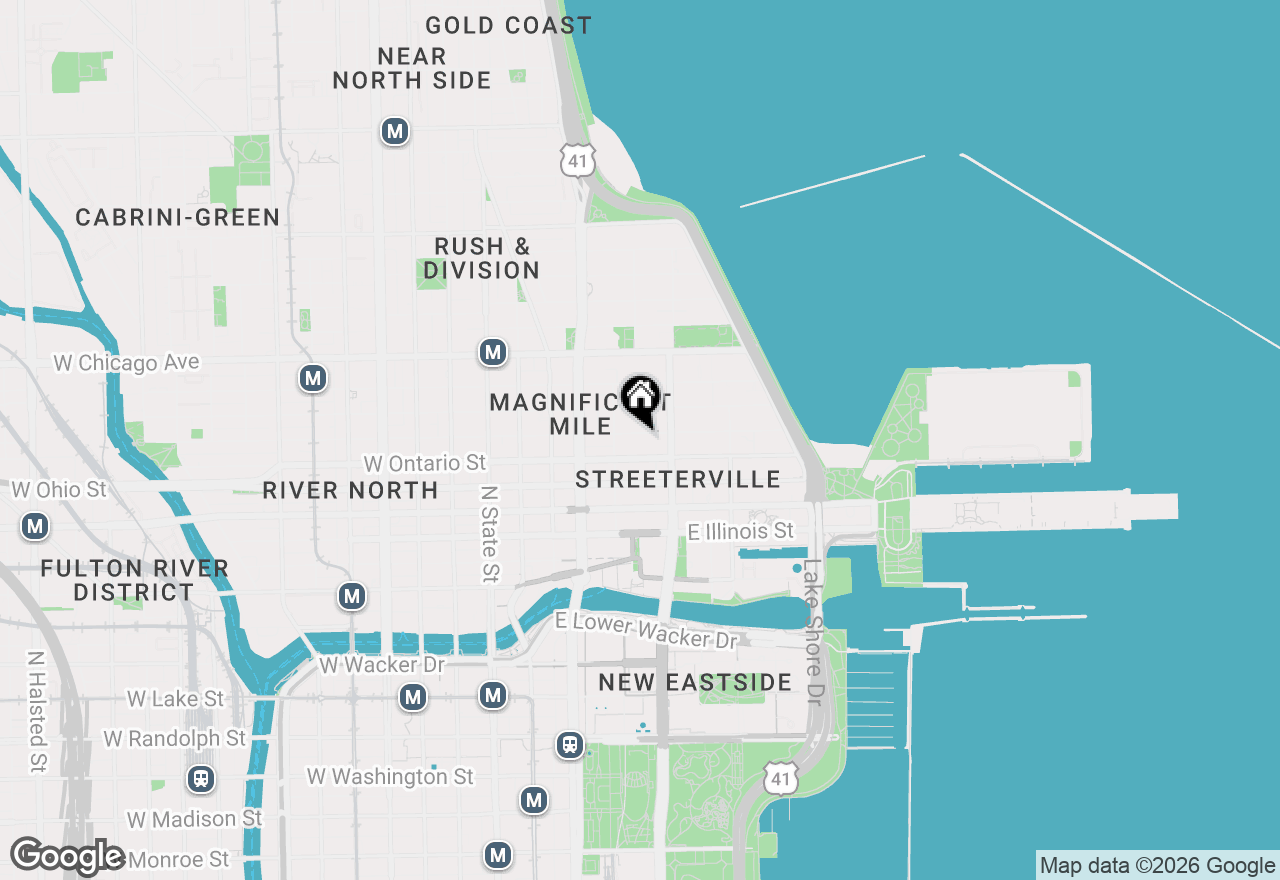 Map of 233 E Erie Street #1907, Chicago, IL 60611