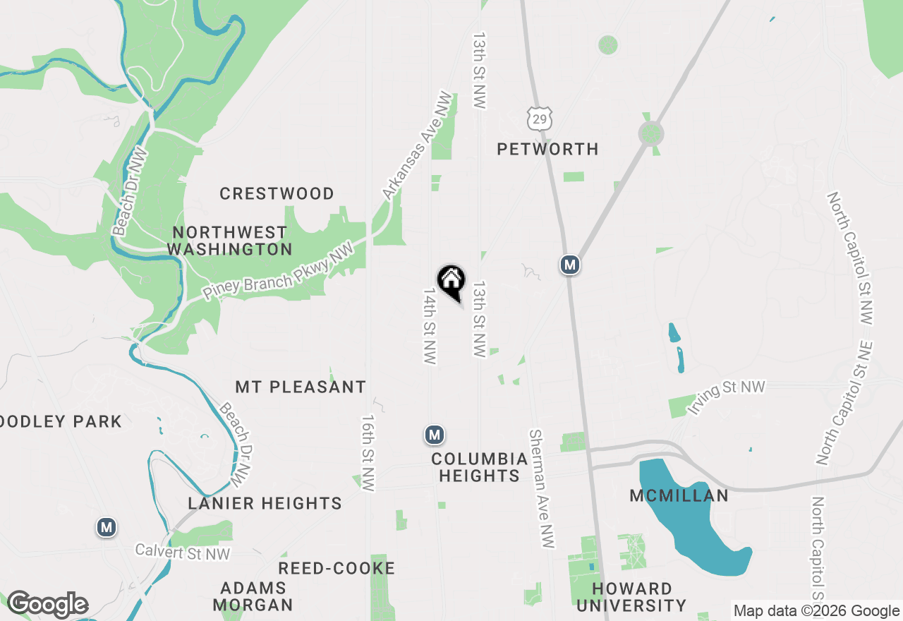 Map of 1349 Otis Place Nw, Washington, DC 20010