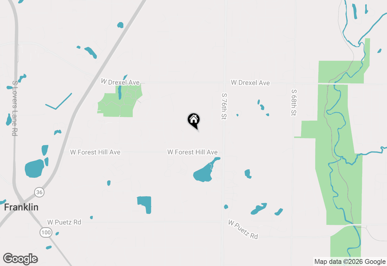 Map of 7808 W Plainsview Dr, Franklin, WI 53132