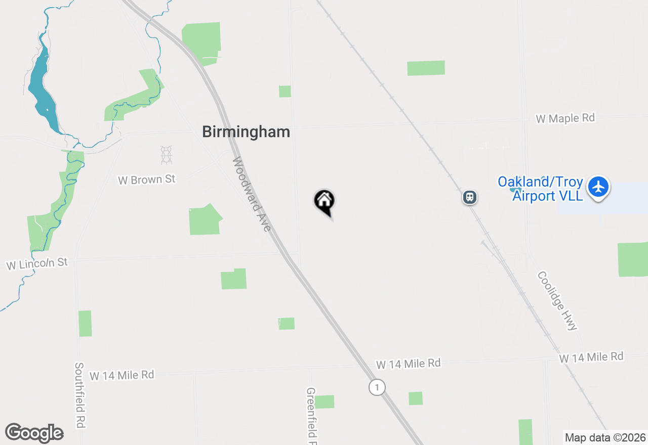 Map of 1333 Webster Street, Birmingham, MI 48009