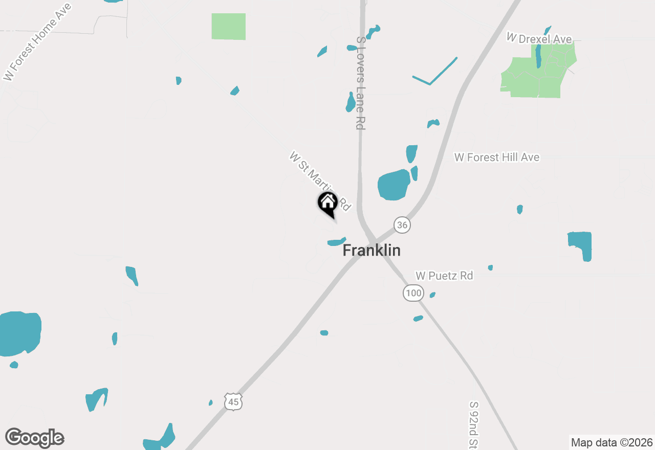 Map of 10208 W Deerwood Ln, Franklin, WI 53132