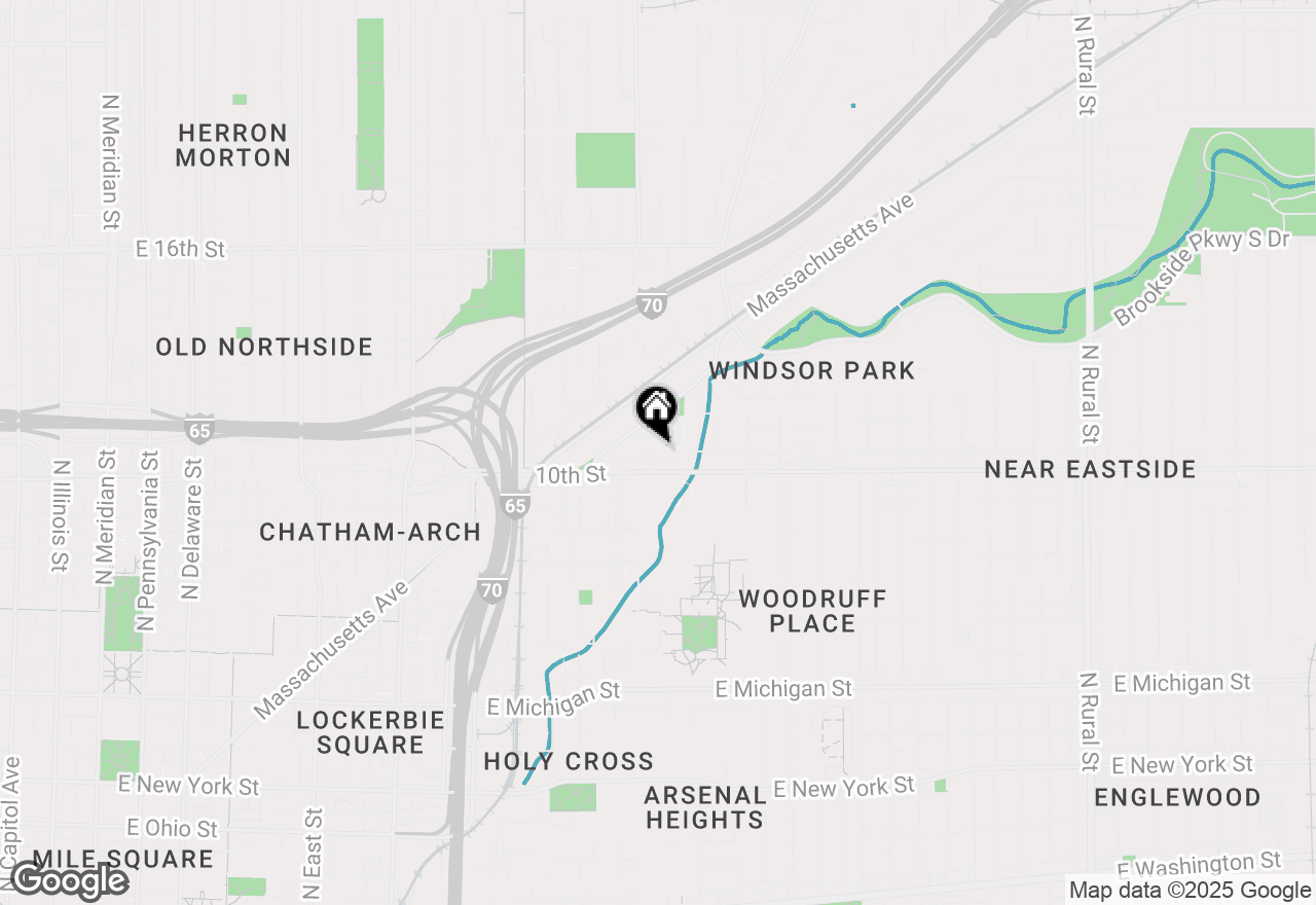 Map of 1421 E 11th Street, Indianapolis, IN 46201