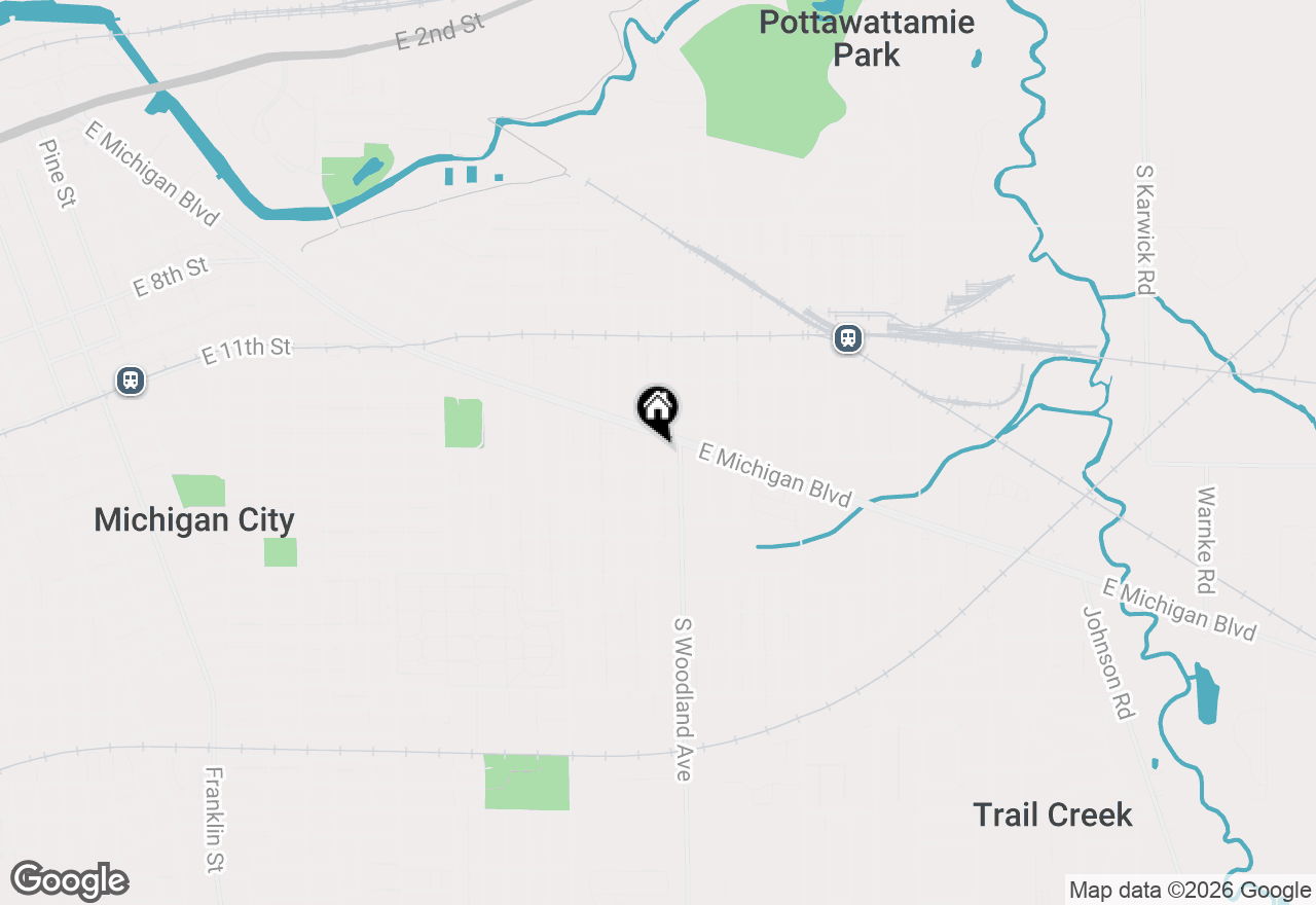 Map of 118 Dewey Street, Michigan City, IN 46360