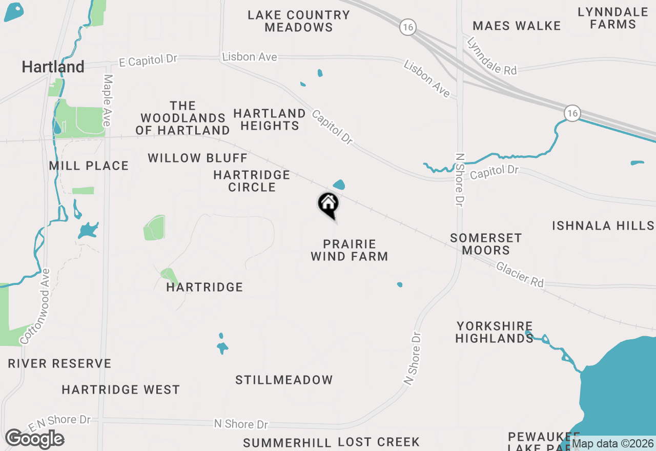 Map of W291N4273 Prairie Wind Cir N, Pewaukee, WI 53072
