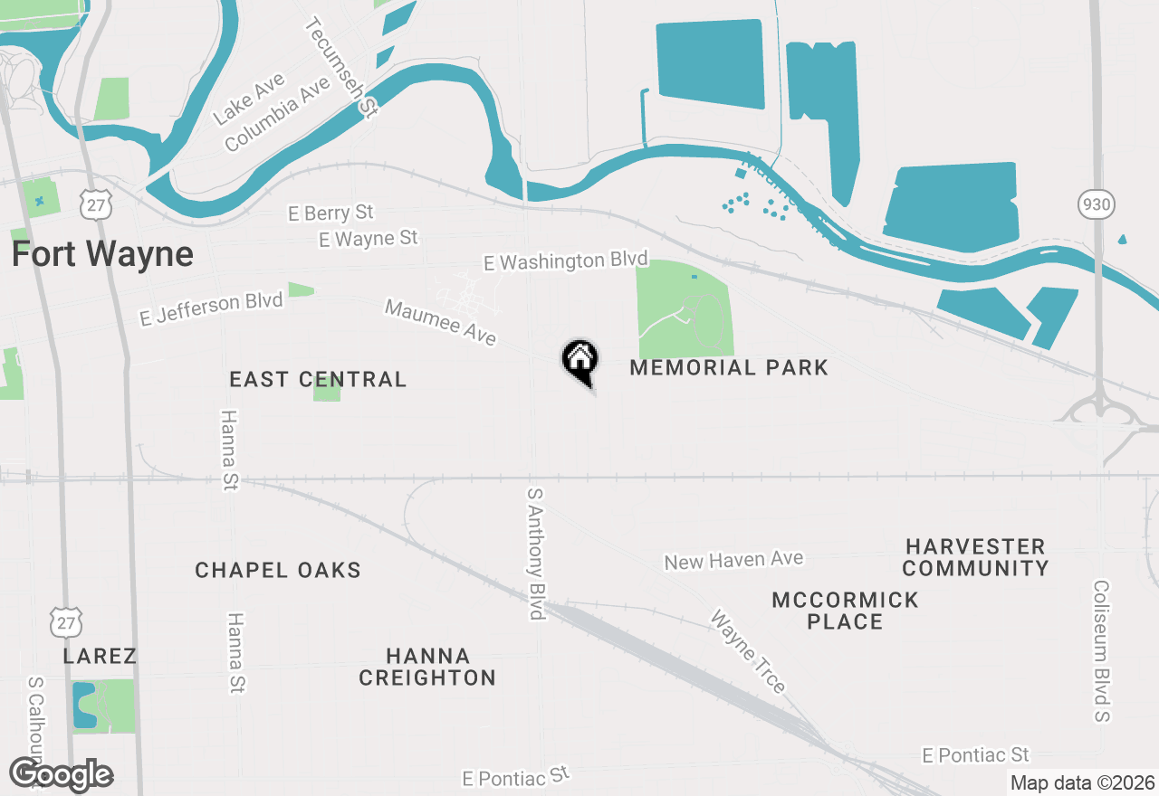 Map of 1242 Grant Avenue, Fort Wayne, IN 46803