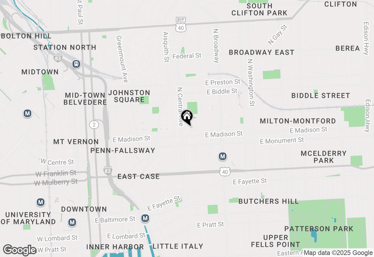 Map of 846 N Eden Street, Baltimore, MD 21205