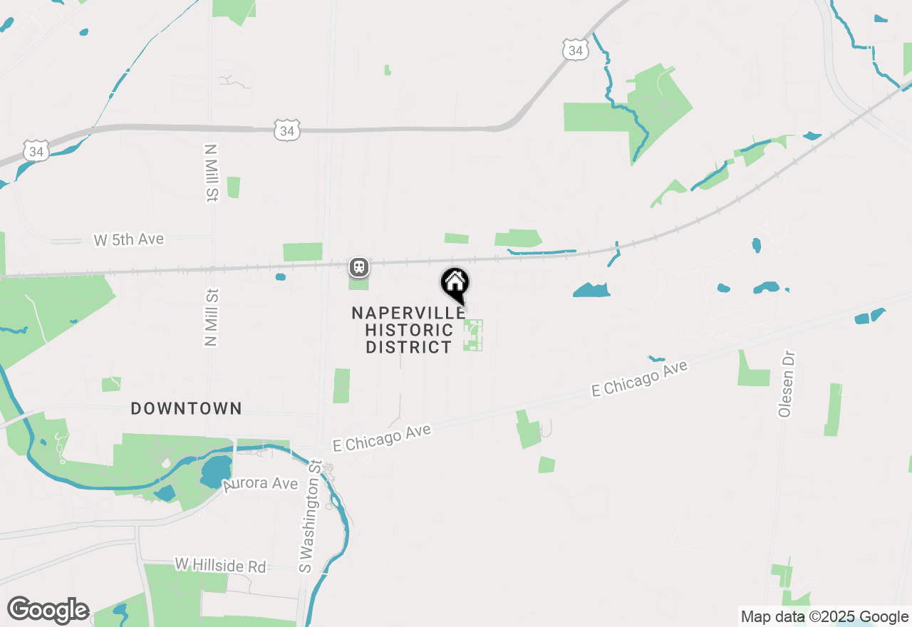 Map of 205 N Wright Street, Naperville, IL 60540