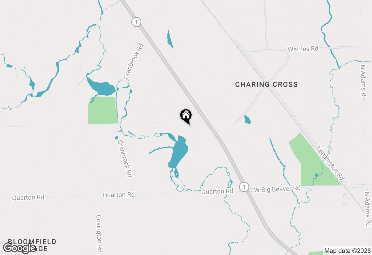 Map of 65 Lone Pine Road, Bloomfield Hills, MI 48304
