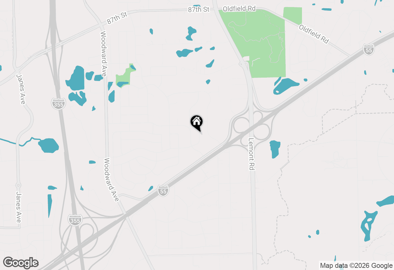 Map of 9034 Hillcrest Lane, Woodridge, IL 60517