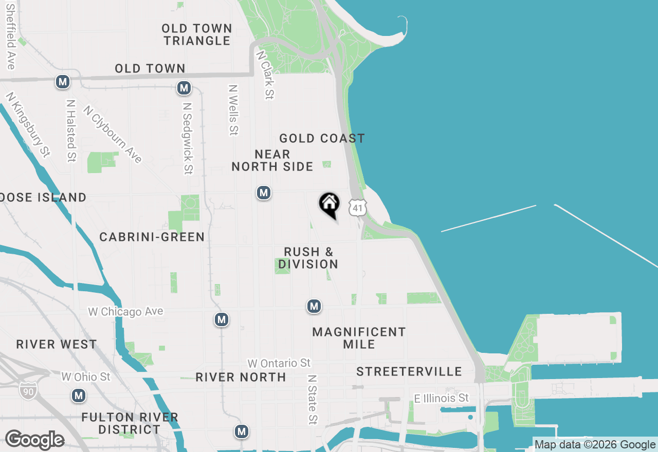 Map of 50 E Bellevue Place #1806, Chicago, IL 60611
