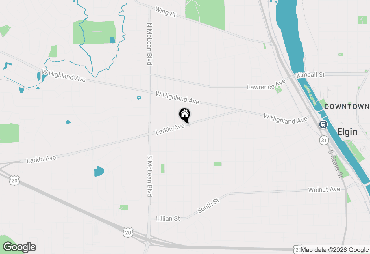 Map of 45 N Aldine Street, Elgin, IL 60123