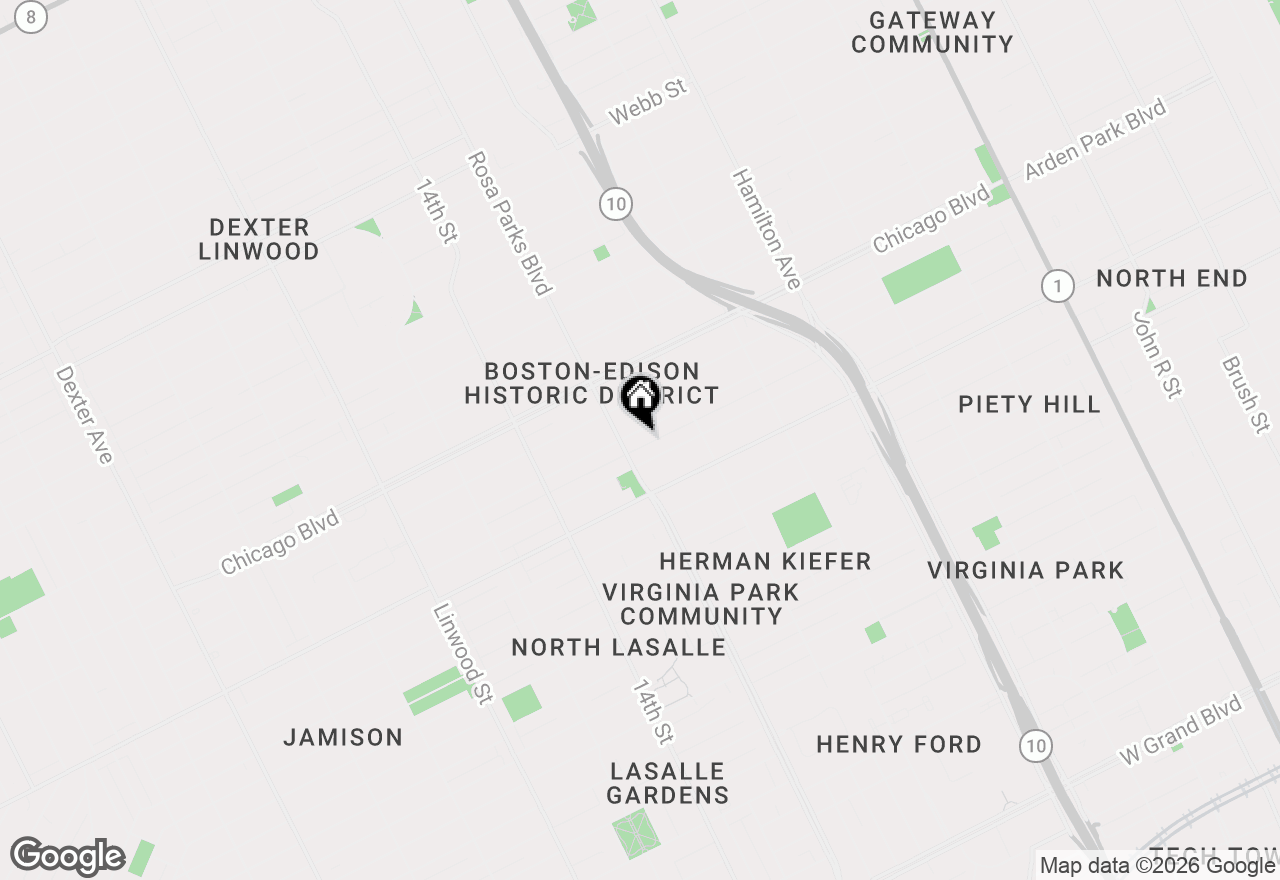 Map of 1727 Edison Street, Detroit, MI 48206
