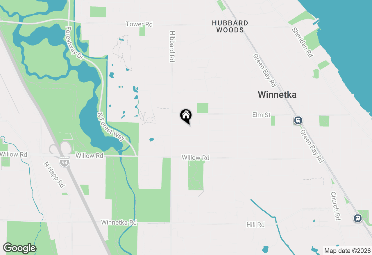 Map of 1208 Oak Street, Winnetka, IL 60093